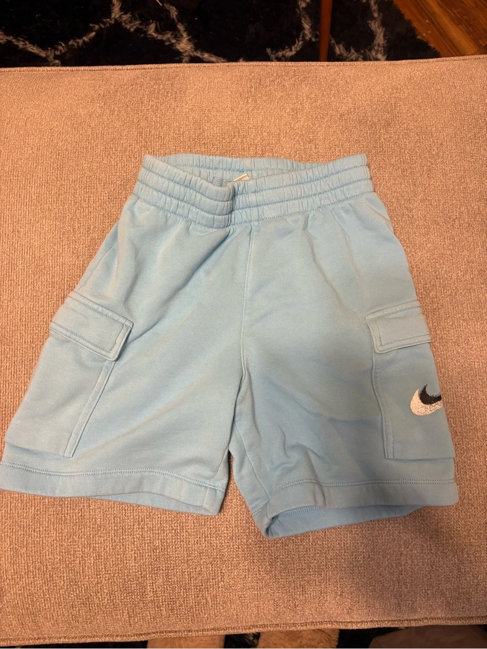 Nike Kids Light Blue Cargo Shorts with Swoosh